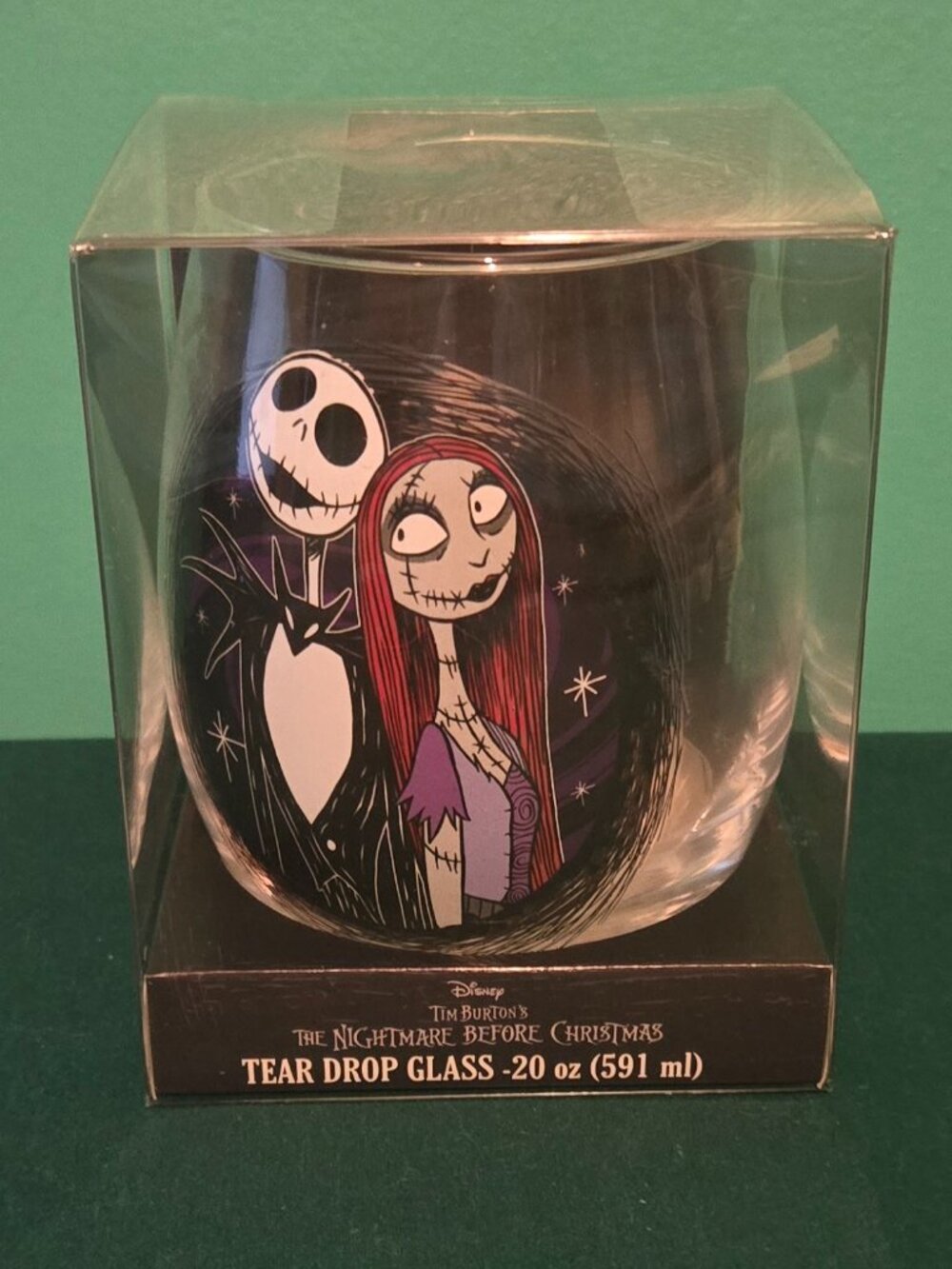 Disney The Nightmare Before Christmas Jack Skellington Tear Drop Glass 20 oz